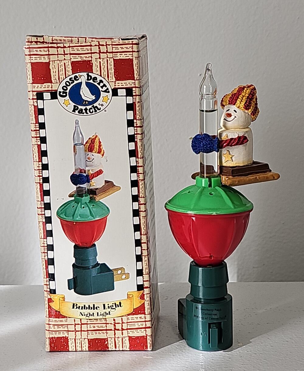 New Bubble Light Night Light Snowman Christmas Holiday Vintage Goose Berry